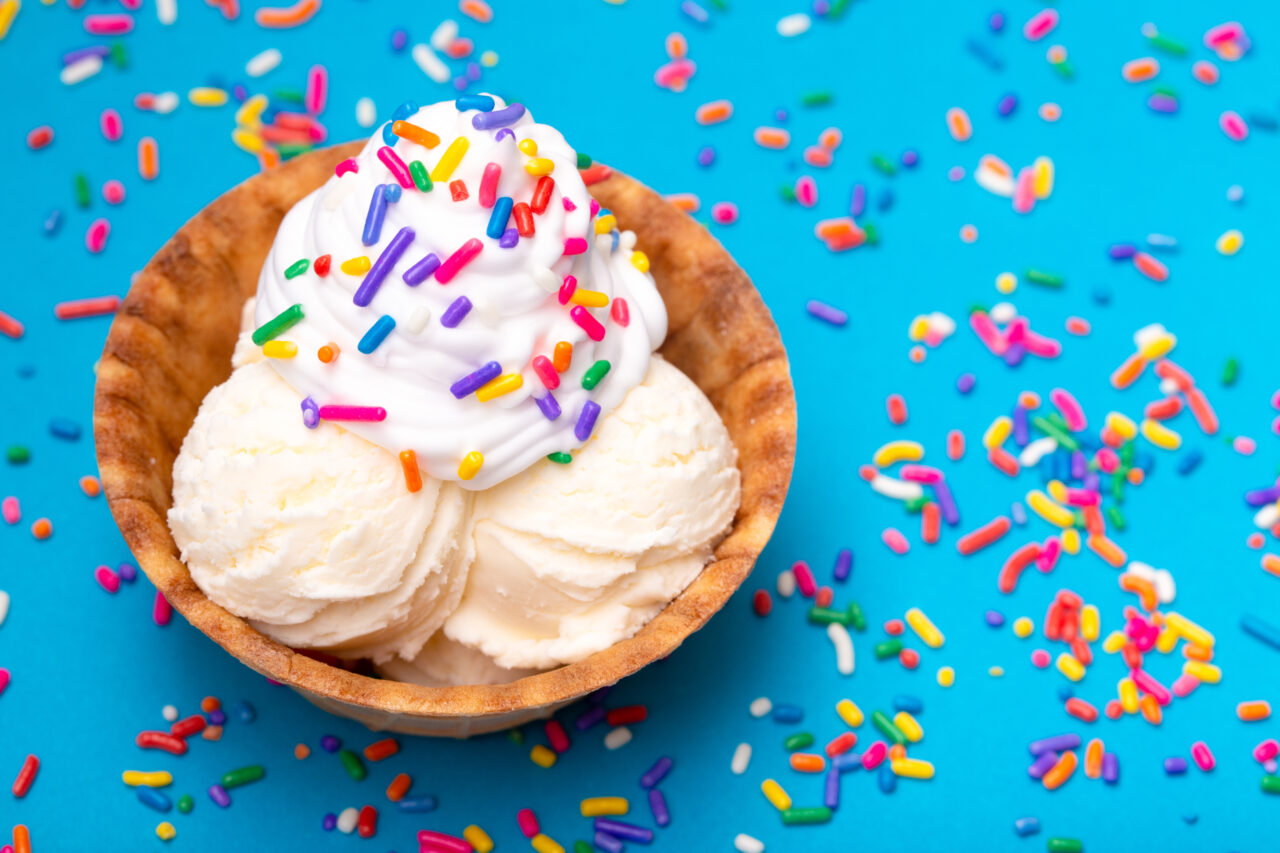 Vanilla,Ice,Cream,In,A,Waffle,Cone,Bowl,On,A Vanilla,Ice,Cream,In,A,Waffle,Cone,Bowl,On,A